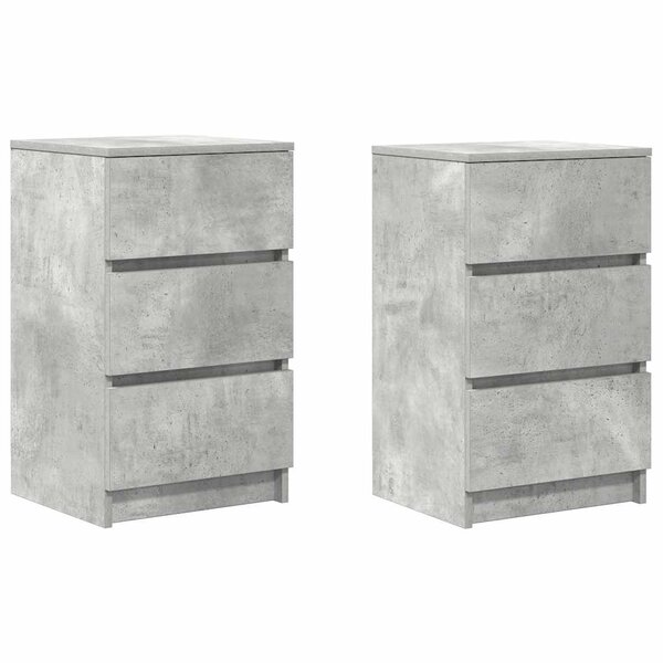 vidaXL Tables de chevet avec 3 tiroirs 2 Pièces gris béton 39x35x65 cm