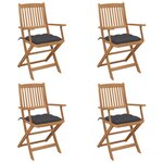 vidaXL Chaises pliables de jardin lot de 4 avec coussins Bois d'acacia