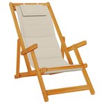 Chaises de plage pliantes vidaXL 2 Pièces Taupe en bois d'acacia et Textilène
