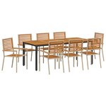 Ensemble de salle à manger de jardin en 9 pièces beige en poly rattan acacia