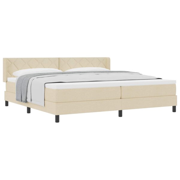 vidaXL Lit à ressorts avec matelas Crème 200 x 200 cm Polyester