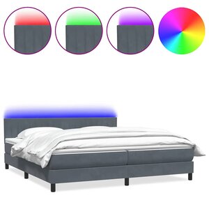 vidaXL Sommier à lattes de lit et matelas et LED gris foncé 180x220cm velours