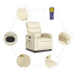 vidaXL Fauteuil inclinable de massage électrique crème similicuir