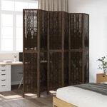 vidaXL Cloison de séparation 6 panneaux marron foncé paulownia massif