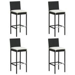 vidaXL Ensemble de bar de jardin 5 Pièces avec coussins noir poly rotin