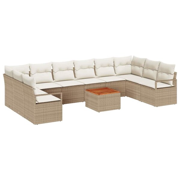 vidaXL Ensemble de canapé de jardin 11 Pièces Beige et blanc