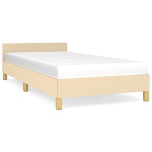 vidaXL Cadre de lit avec tête de lit sans matelas crème 90x200cm tissu