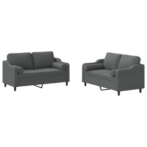 vidaXL Ensemble de canapés 2 Pièces coussins gris foncé tissu