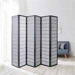 Paravent bois 6 pans Shoji noir