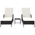 vidaXL Chaise longue avec coussin 2 Pièces Noir 35 x 35 x 32cm polyrotin