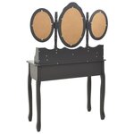 vidaXL Coiffeuse avec tabouret et miroir pliable en 3 Gris