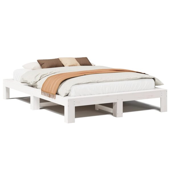 vidaXL Cadre de lit sans matelas blanc 140x190 cm bois de pin massif