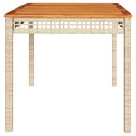 vidaXL Table de jardin beige 140x80x75 cm résine tressée et acacia