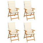 vidaXL Chaises de jardin lot de 4 avec coussins crème Bois teck solide