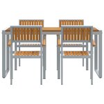vidaXL Ensemble de salle à manger pour jardin 5 Pièces Gris et marron