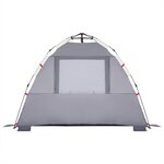 vidaXL Tente de plage 3 personnes gris libération rapide imperméable