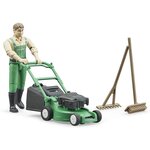 Bruder 62103 - bworld Jardinier avec tondeuse à gazon et outils de jardinage