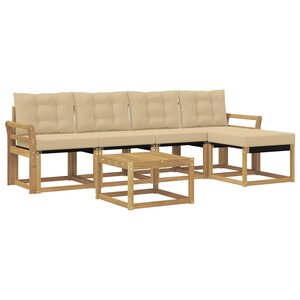 vidaXL Ensemble de canapés d'extérieur 6 pc Blanc et Beige
