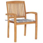 vidaXL Chaises de jardin lot de 2 avec coussins à carreaux gris Teck