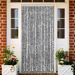 vidaXL Rideau anti-mouches gris et noir et blanc 90x200 cm chenille