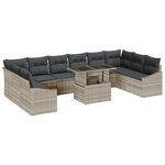 vidaXL Ensemble de canapés de jardin 11 pièces avec coussins en poly rattan gris clair