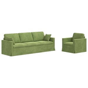 vidaXL Ensemble de Canapés 2 Pièces Vert clair 228 x 78 x 80 cm Velours