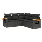 vidaXL Salon de jardin 5 Pièces avec coussins noir résine tressée