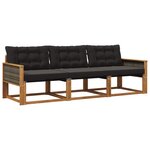 vidaXL Ensemble de canapés d'extérieur 3 pc Naturel et noir