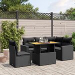 vidaXL Salon de jardin 6 Pièces avec coussins noir résine tressée
