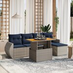 vidaXL Salon de jardin 6 Pièces avec coussins gris résine tressée