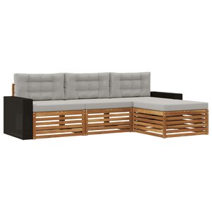 vidaXL Ensemble de canapés d'extérieur 4 pc Naturel et gris clair