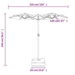vidaXL Parasol à double tête rouge bordeaux 316x240 cm