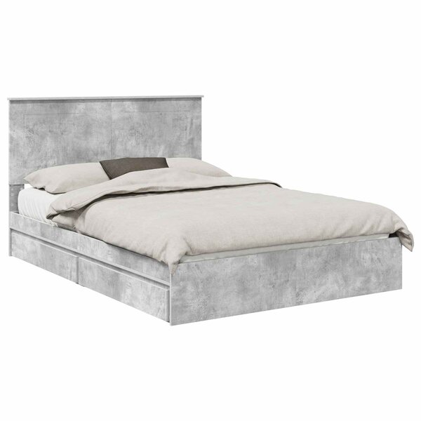 vidaXL Lit de Rangement Gris béton 140 x 190 cm Bois d'ingénierie