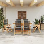 vidaXL Ensemble de salle à manger pour jardin 7 Pièces Noir