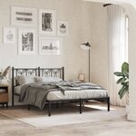 vidaXL Cadre de lit métal sans matelas avec tête de lit noir 135x190cm