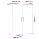 Armoire Murale vidaXL Chêne Noir 69 5x34x90 cm Bois Aggloméré