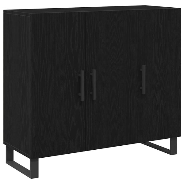 vidaXL Buffet Chêne noir 90 x 34 x 80 cm Bois d'ingénierie
