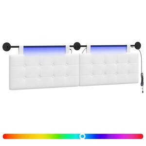 vidaXL Tête de lit suspendue Avec lumière LED Blanc Tissu
