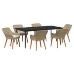 vidaXL Ensemble de salle à manger pour jardin 7 Pièces Beige polyrotin