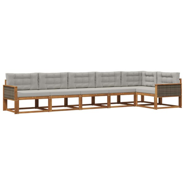 vidaXL Ensemble de canapés d'extérieur 6 pc Naturel et Gris clair