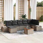 vidaXL Ensemble de canapé de jardin avec coussin 8 Pièces Gris Poly rotin