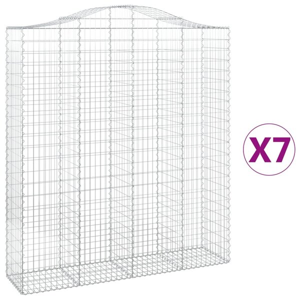 vidaXL Paniers à gabions arqués 7 Pièces 200x50x220/240 cm Fer galvanisé