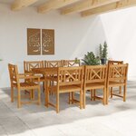 vidaXL Ensemble de salle à manger pour jardin 9 Pièces Marron