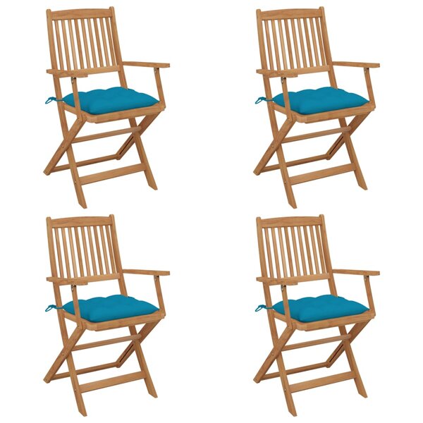 vidaXL Chaises pliables de jardin lot de 4 avec coussins Bois d'acacia