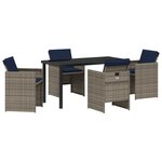 vidaXL Ensemble de Salle à Manger de Jardin 5 Pièces avec Coussins en Poly Rattan Gris
