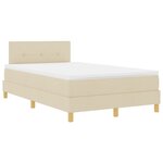 vidaXL Lit avec sommier  matelas et LED crème 120x200 cm en tissu