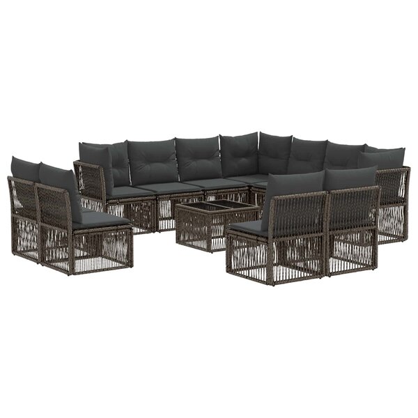 vidaXL Ensemble de canapé de jardin 12 Pièces Gris polyrotin