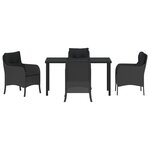 vidaXL Ensemble de salle à manger de jardin 5 pièces avec coussins Noir Poly Rattan
