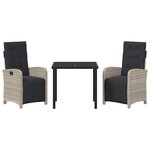 vidaXL Ensemble de salle à manger pour jardin 3 Pièces Gris clair