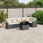 vidaXL Salon de jardin 7 Pièces avec coussins noir résine tressée